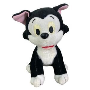 Disney Pinocchio Figaro Cat Plush Stuffed Animal 7" Black & White